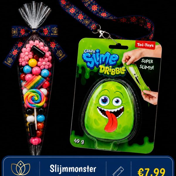 Slijmmonster met puntzak snoep